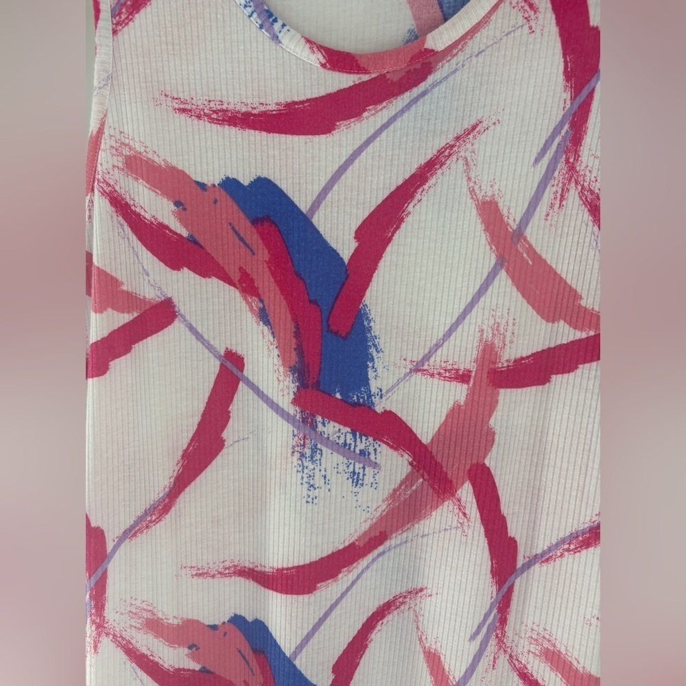 Kaktus Pink and Blue Abstract Midi dress - 1X - Picture 2 of 6